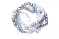 Design Edelstein Armband mit Perlen Nephrit mehrfarbig, 20 cm, Stahl-Verschluss, Gaura Pearls, Estland